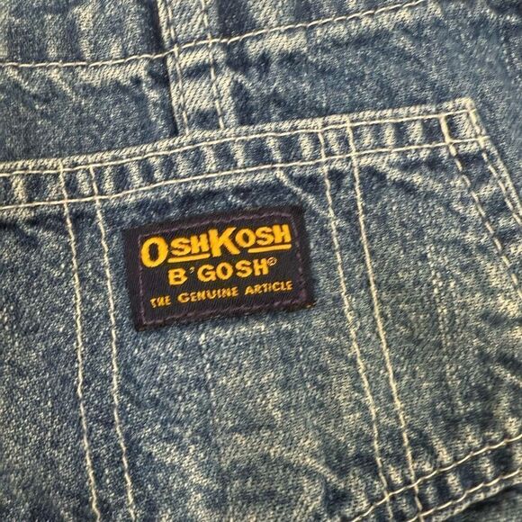 Vintage Osh Kosh Baby Bgosh Overalls Toddler Size 12 Months Blue Denim Vestbak - Picture 4 of 6